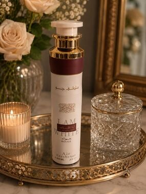 LAM ROUGE Air Freshener - White & Burgundy with Gold Accents